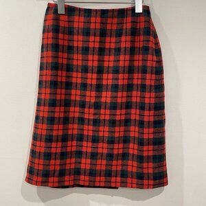 Vintage Pendleton Wool Plaid Pencil Straight Skirt Back Zip & Slit Lined Size 12